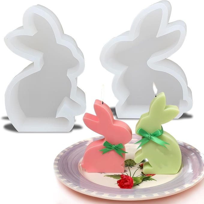 Easter Rabbit Siliconen Mallen voor Taartdecoratie, Chocolade en Kaarsen DIY - 2 Stuks