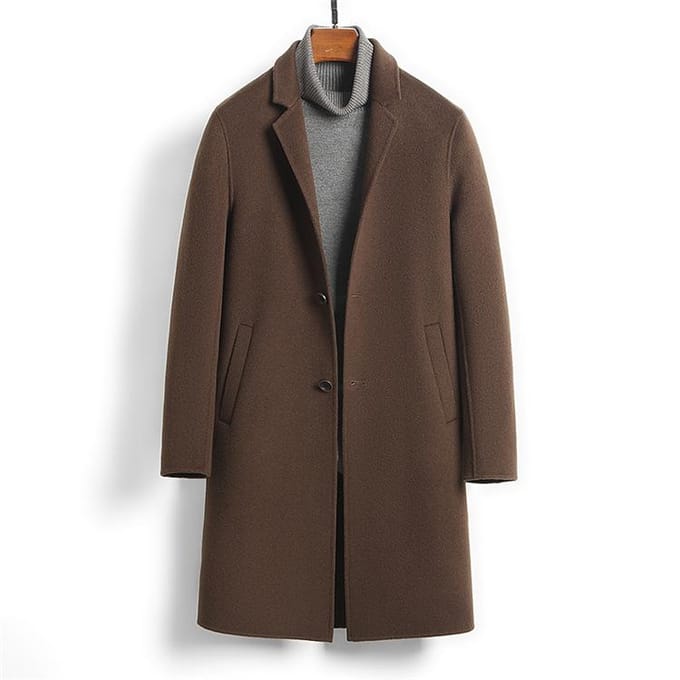 Manteau en laine double face fait main manteau en laine pour hommes manteau en cachemire 5XL black