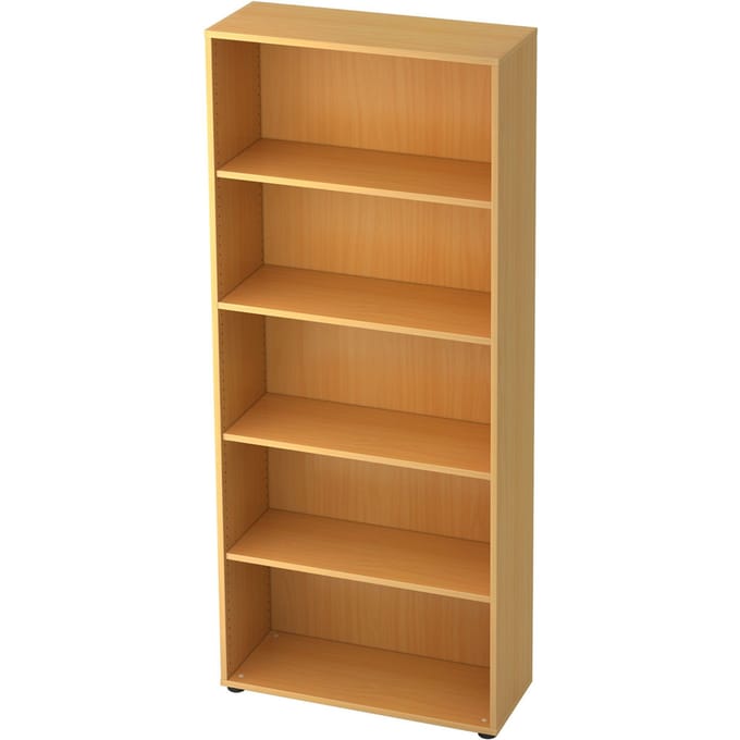 TARA boekenkast, 5 OH, stapelbaar, B. 800 x D 330 x H 1880 mm, beukendecor