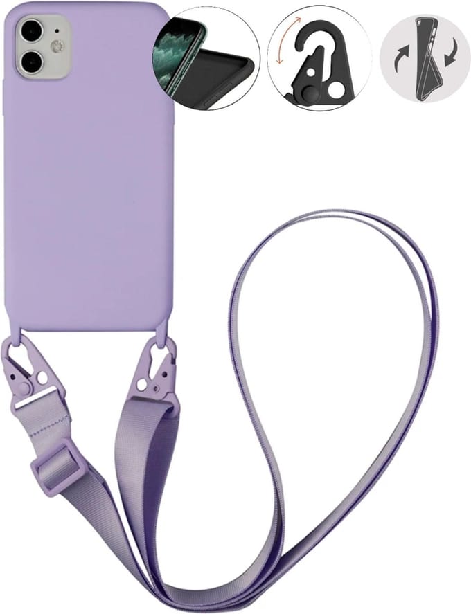 Telefoonhoesje met afneembaar koord voor de iPhone 15 PLUS - Paars
