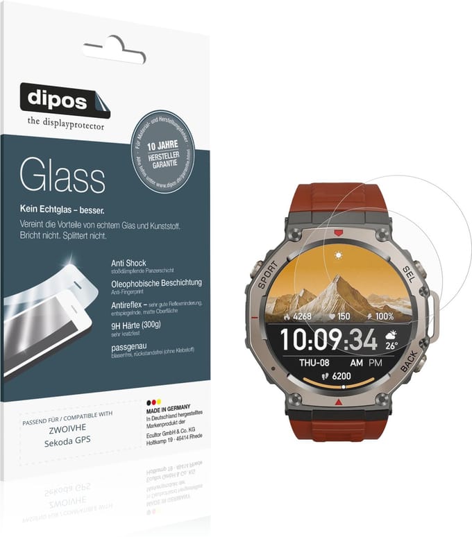 dipos – 2x Matte Pantserfolie geschikt voor ZWOIVHE Sekoda GPS | 9H Screenprotector