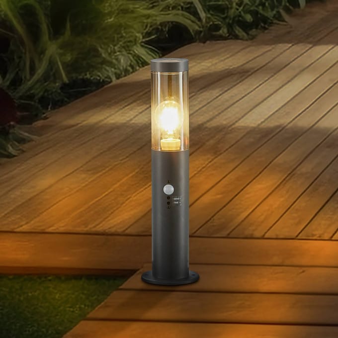 Lindby - Sokkellampen - 1licht - IJzer - H: 45 cm - E27 - antraciet, transparant