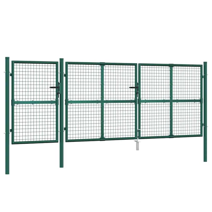 vidaXL Tuinhek van gaas 400x125 cm gegalvaniseerd staal groen