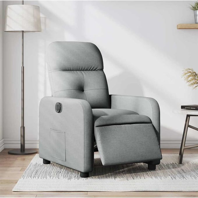 vidaXL - Fauteuil - elektrisch - verstelbaar - stof - lichtgrijs