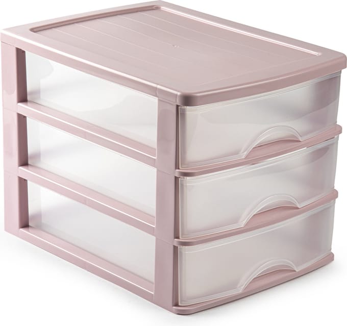 Plasticforte Ladeblok - roze - 3 lades - L35,5xB27xH26 - bureau organizer