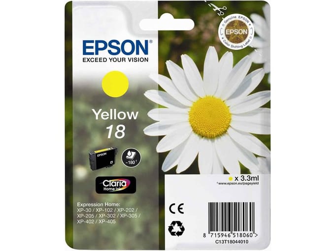Epson Inktcartridge 18 Origineel Geel C 13 T 18044012