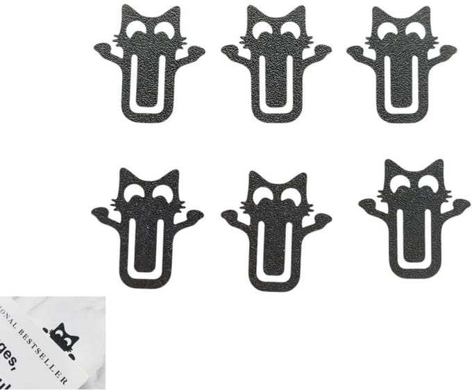 Boekenlegger - bladwijzer - bookmark - paperclips kat 6 stuks
