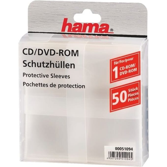 CD/DVD/Blu-ray-beschermhoesjes - 50 stuks (transparant)