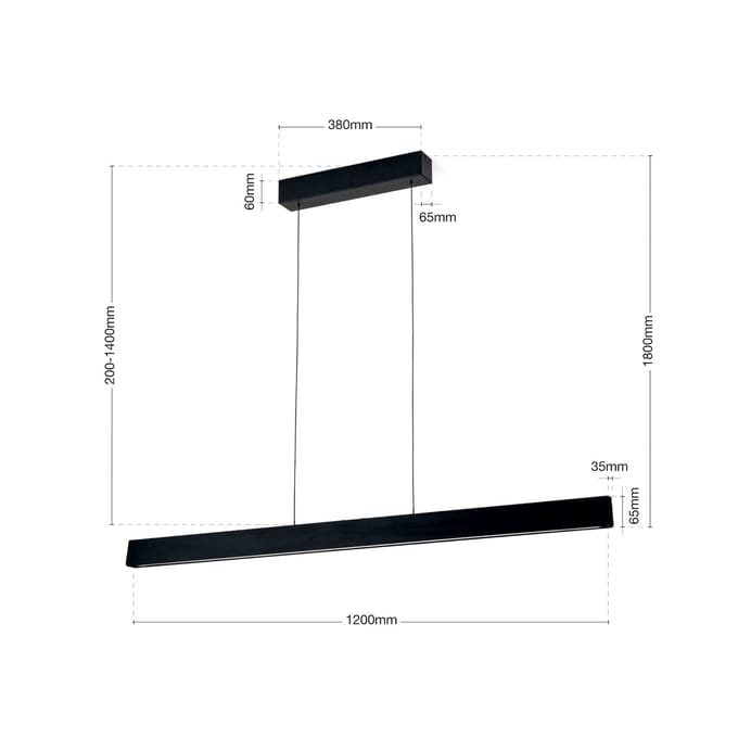 ORION Hanglamp Tara, zwart, lengte 120 cm, aluminium/staal