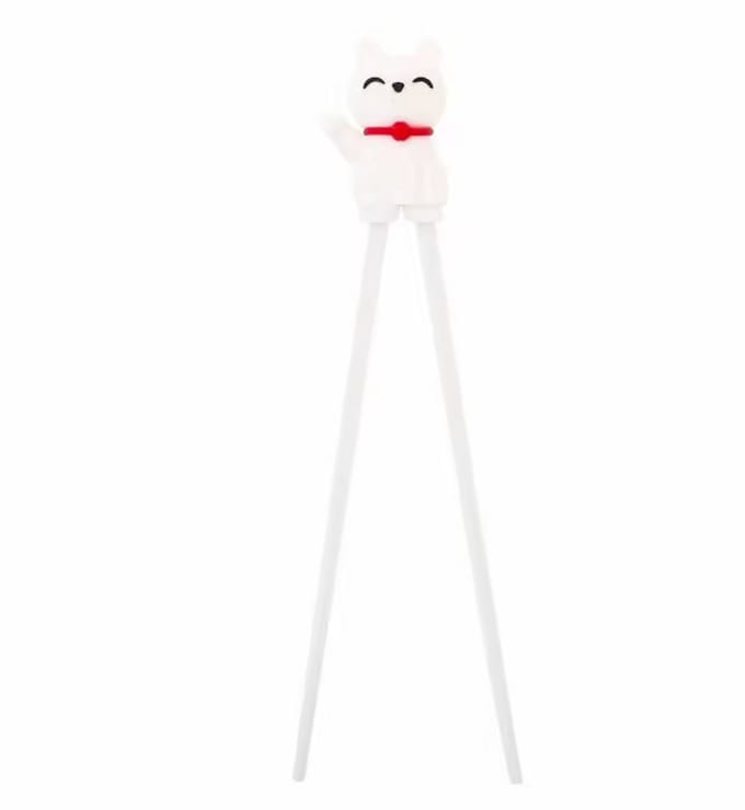 ProductGoods Kinder Eetstokjes – Kat – Met Hulpstuk – 2 Stuks – Wit