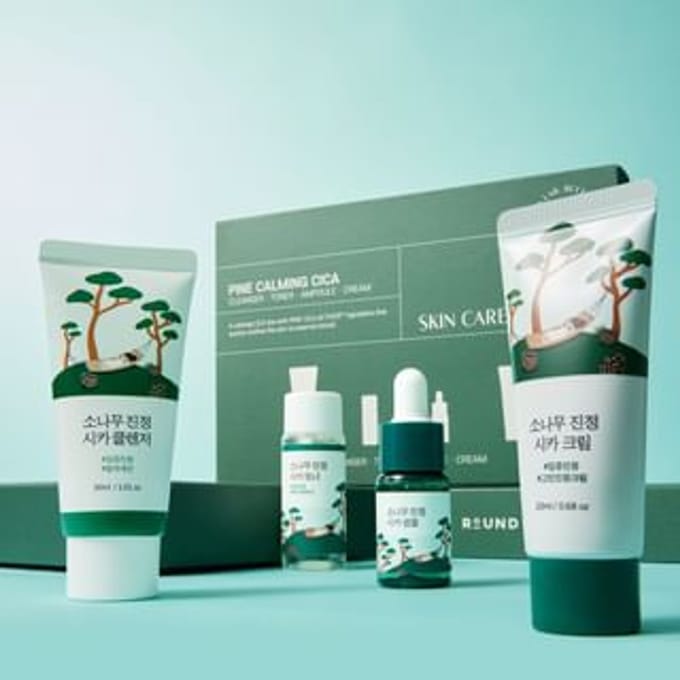 Round Lab Travel-Friendly Mini Skincare Kit Pine Calming Cica Trial Kit gray