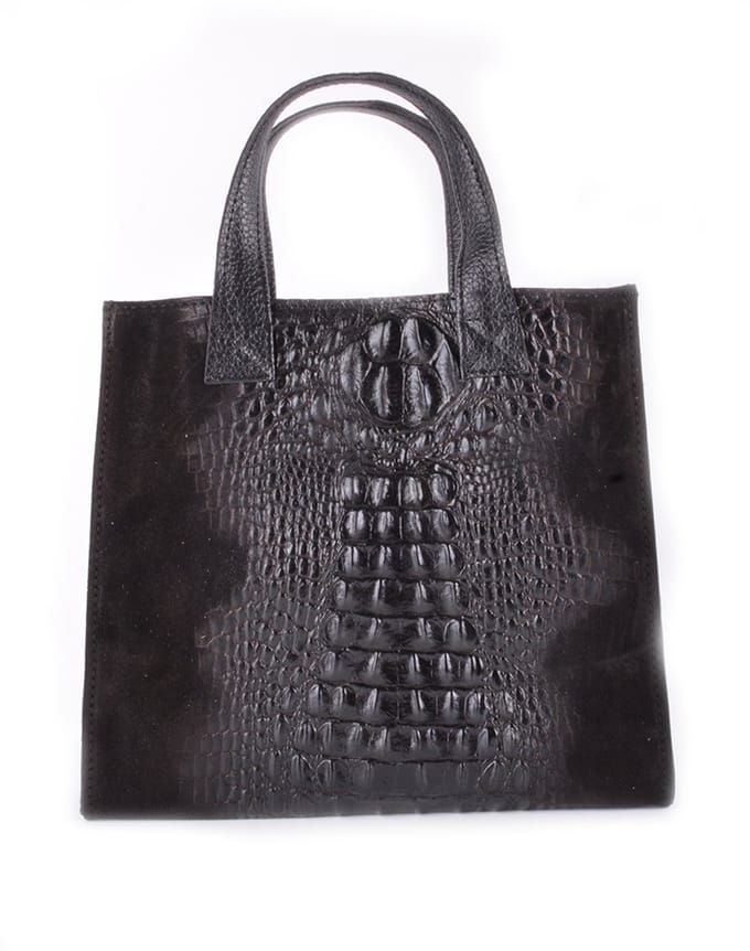 Giuliano lederen handtas Sobek - Zwart - Kroko - Made in Italy