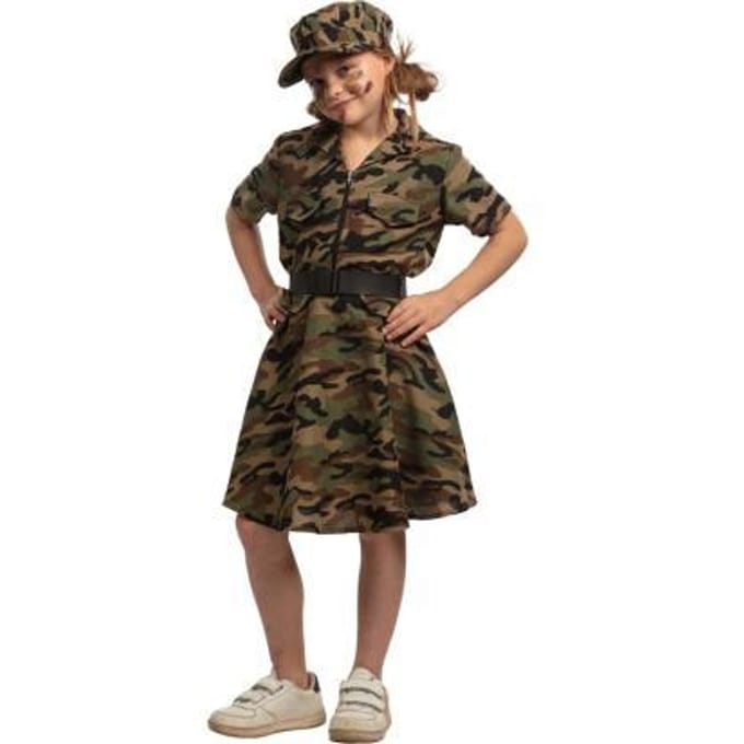 Leger kostuum voor meisjes - camouflage jurk maat 116