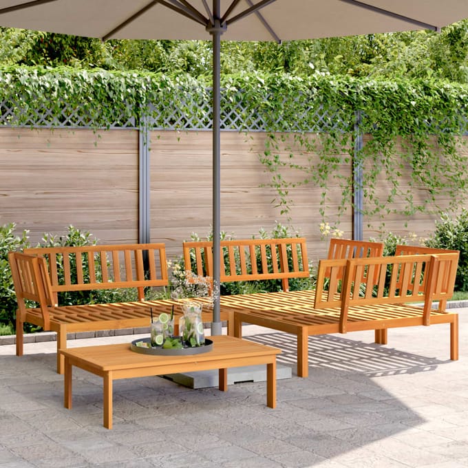 vidaXL - 4-delige - Loungeset - pallet - massief - acaciahout