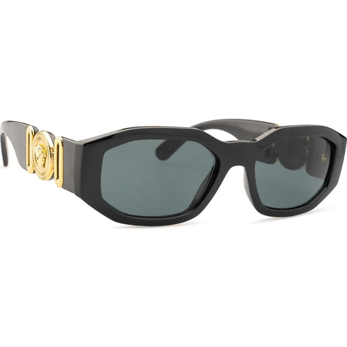 Lunettes de soleil Versace Logo Élégant Monture Irrégulière Lunettes de soleil Unisexe Noir VE4361GB187 Basic Packaging-Eyeglass Case+Box,Black,53 black