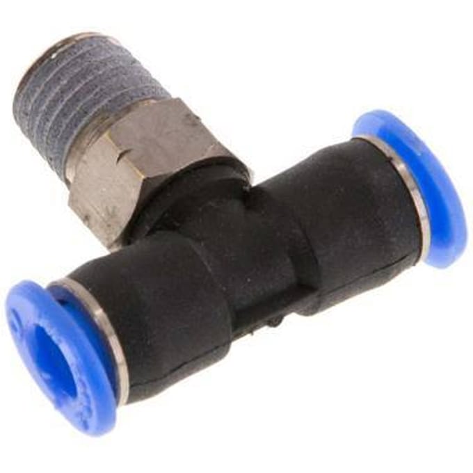 5/32'' x 1/16'' NPT inline T-stuk Messing/PBT Insteekfitting Buitendraad Draaibaar NBR [2 Stuks]