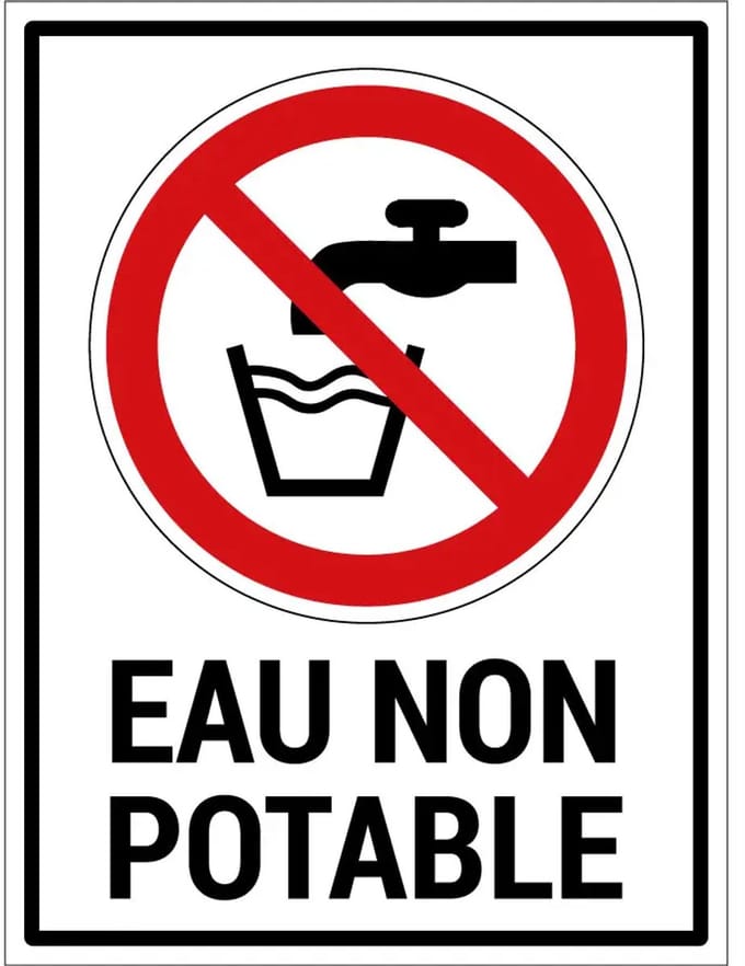 Eau non potable bord met tekst | gecoat dibond materiaal | 40 x 30 cm
