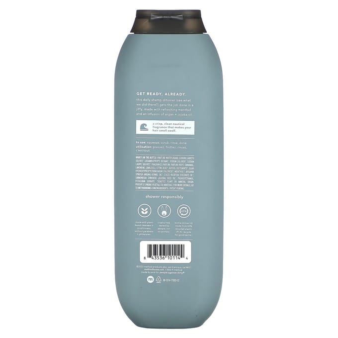 Methode, Heren, 2-in-1 Shampoo + Conditioner, Oceaan + Surfen, 14 fl oz (414 ml) gray
