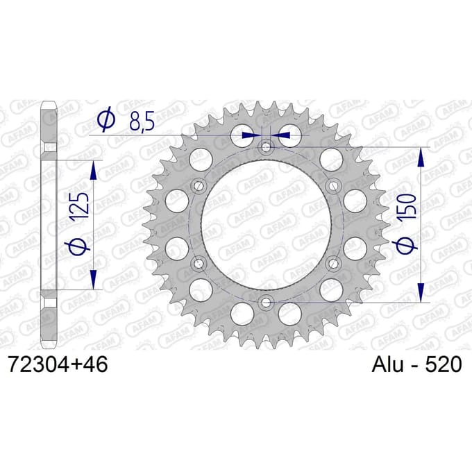 Aluminium tandwiel achter Afam 520 46 dents