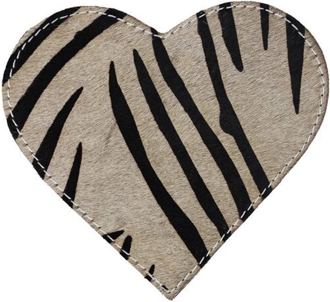 Mars & More Onderzetter Koehuid Hart Zebra 14 cm