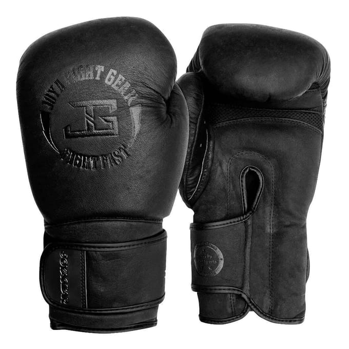 Joya Fight Gear - Fight Fast Bokshandschoenen Leer - Matzwart - 14oz