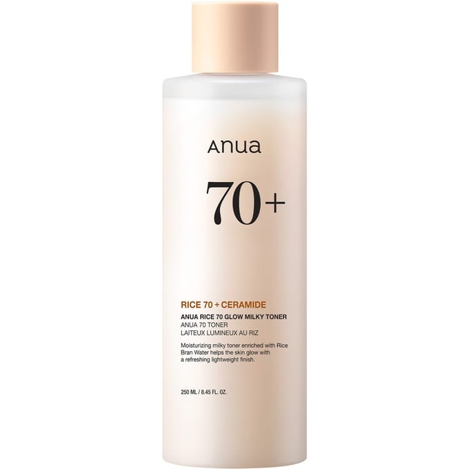 Anua Rice 70 Glow Toner Lait Éclaircissant Hydratant Préparation de Peau 250ml white
