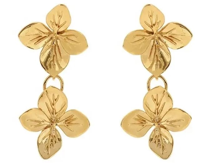 Oorsteker bloemen/goldplated/3.3cm