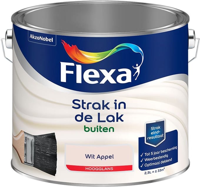 Flexa - Strak In De Lak Buitenlak Hoogglans - Wit Appel - Mengverf - 2,5 L