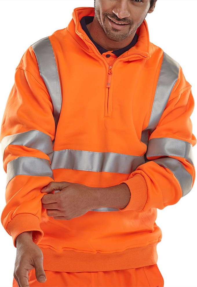 Beeswift Sweatshirt met rits - Oranje - Maat L