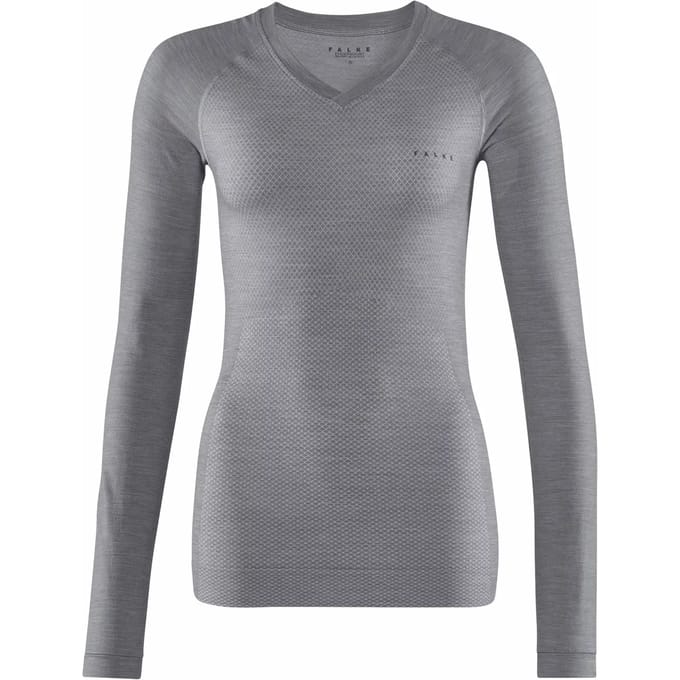 FALKE Wool-Tech Light V Neck sneldrogend wol functioneel functioneel shirt met lange mouwen dames grijs - maat M