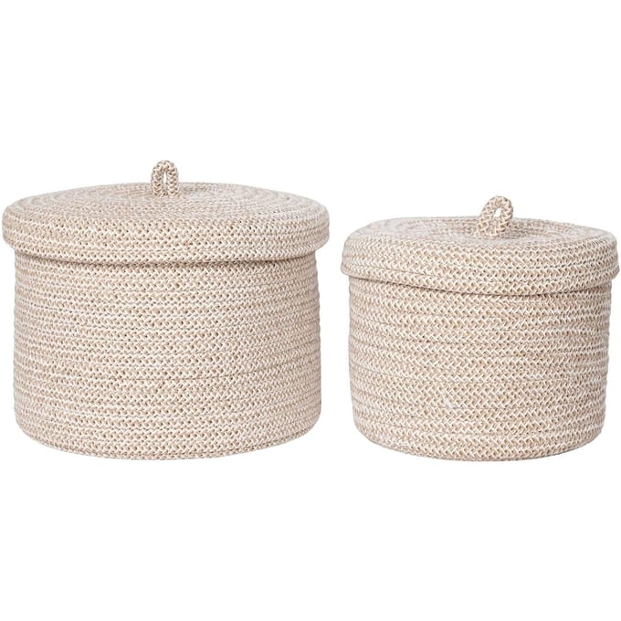 House Nordic - Sebal Baskets - Manden met deksel - Set van 2 - Katoen