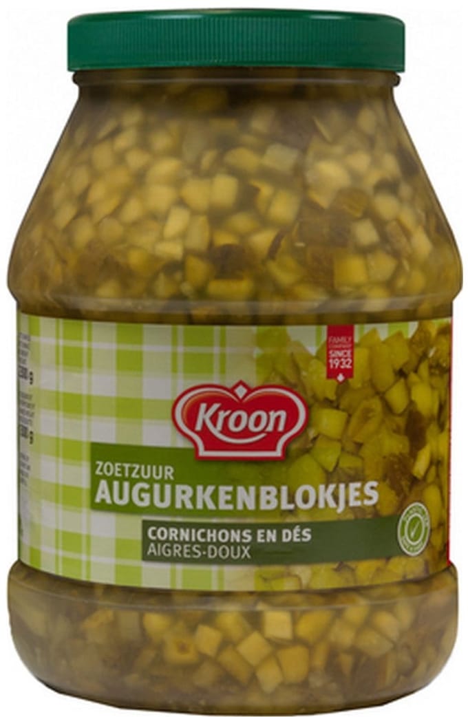 Kroon - Augurkenblokjes Zoetzuur - 2400 ml - Omdoos 2x