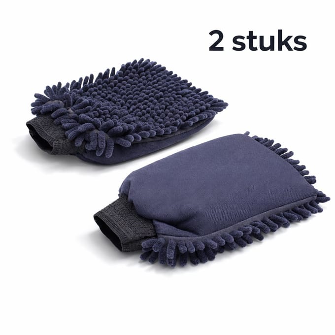 Washandschoen auto - microvezel - krasvrij - 2 stuks - zwart