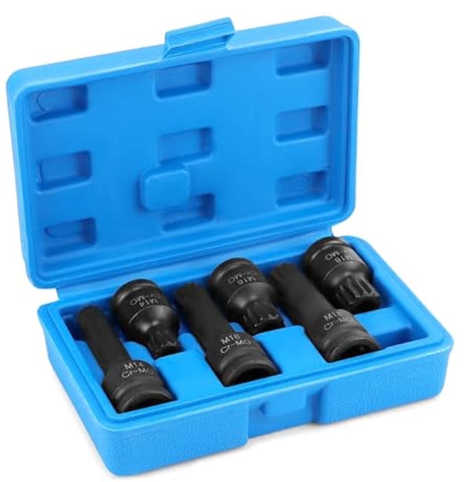 6 Stuks Bit Socket Binnenspline Slagdoppen M14 M16 M18 1/2" Bitset voor Slagmoersleutel