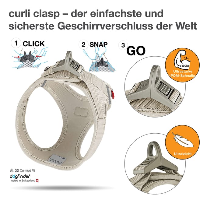 Curli Sluiting Air Mesh Hondentuigje Beige XS