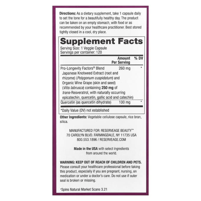Resveratrol, 250 mg, 120 vegetarische capsules