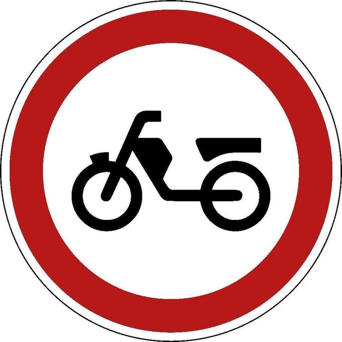 Verboden voor bromfietsen bord - kunststof - C13 100 mm