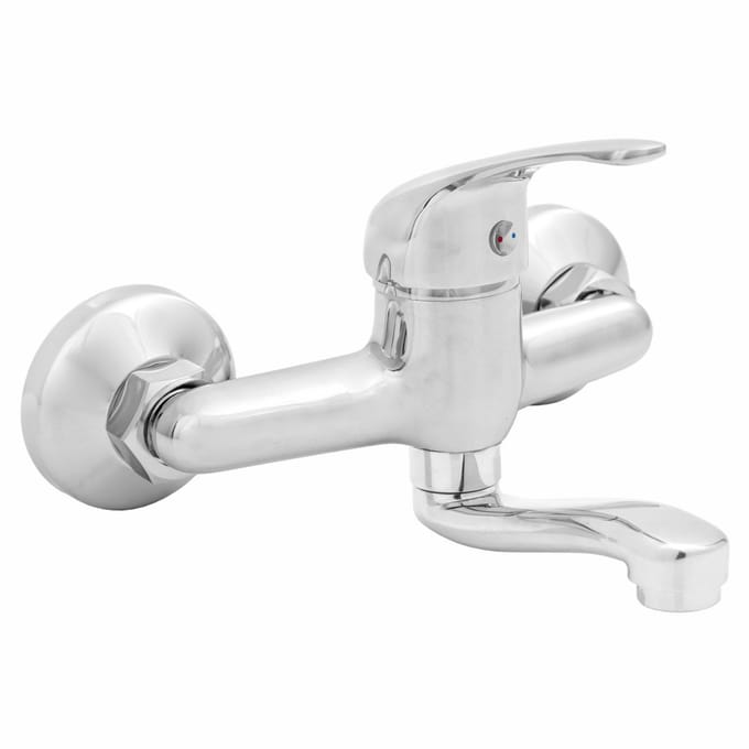 Invena Mitris Serie - Wandkeukenkraan - Chroom - 95mm Hoog - 200mm Uitloop