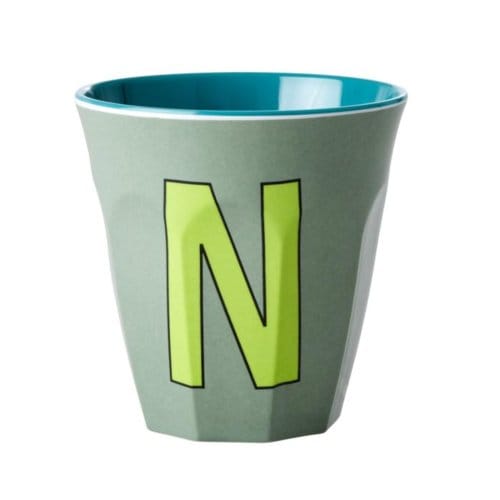 Rice melamine beker medium letter n khaki