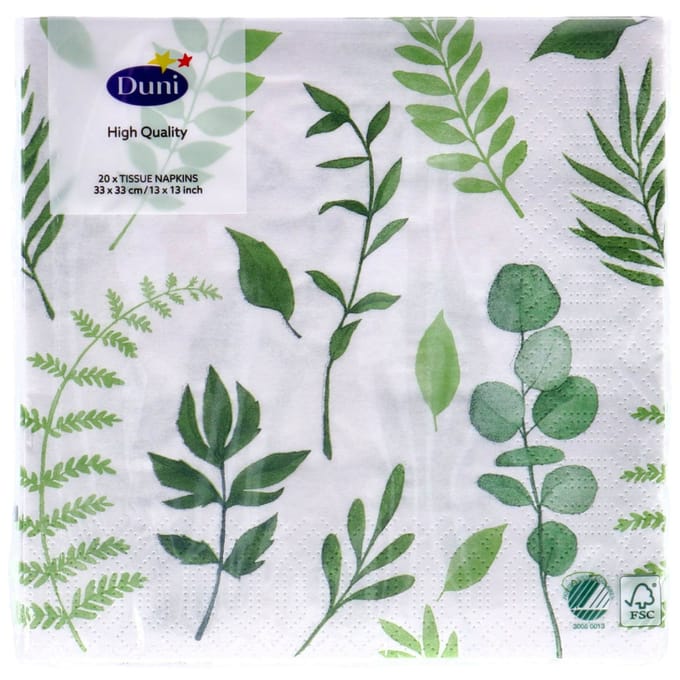 Servetten - 33x33 cm - Groene Bladeren