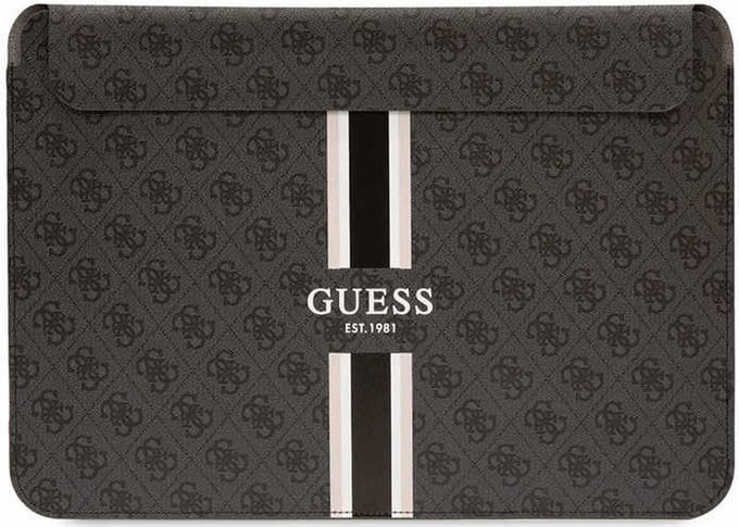 Guess 4G Printed Stripe Sleeve voor o.a. Apple MacBook (16") - Grijs