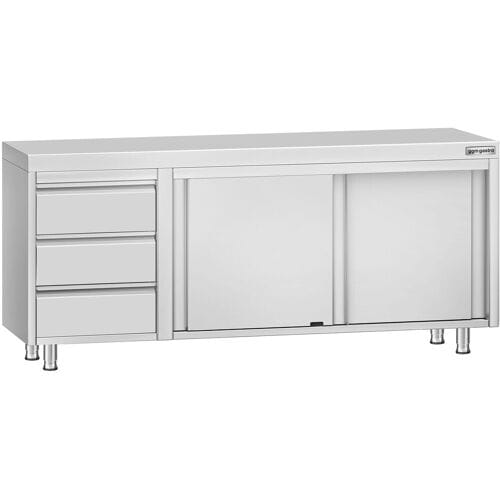 GGM Gastro Edelstahl Arbeitsschrank ECO - 2000x700mm - mit 3 Schubladen links Zilver