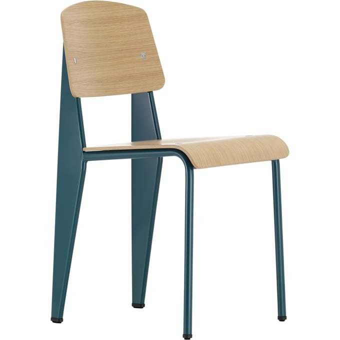 Vitra Standard - Stoel - Prouvé Bleu Dynastie - Eiken licht