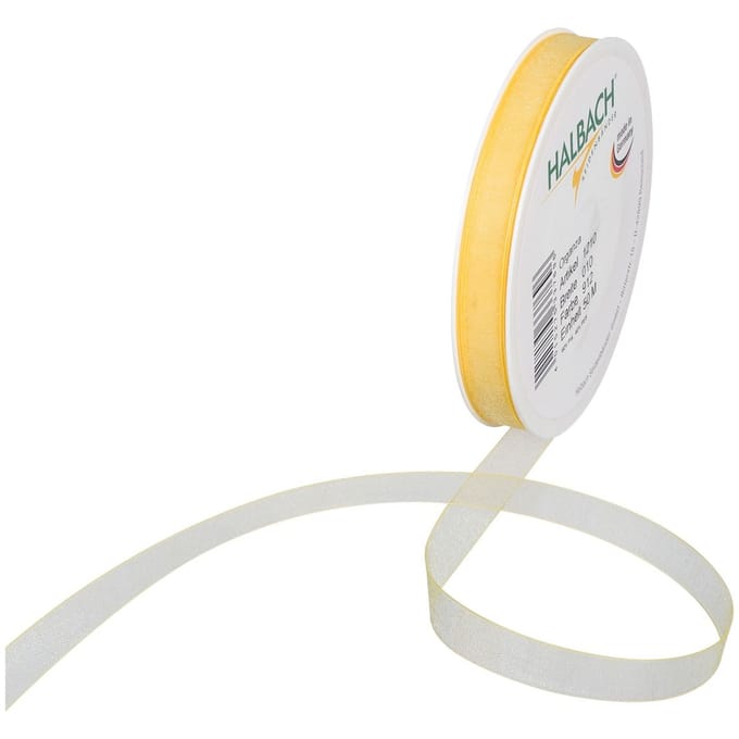 Organza lint, 10 mm - Geel