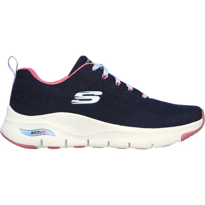 Skechers Arch Fit-Comfy Wave Dames Sneakers - Navy/Hot Pink