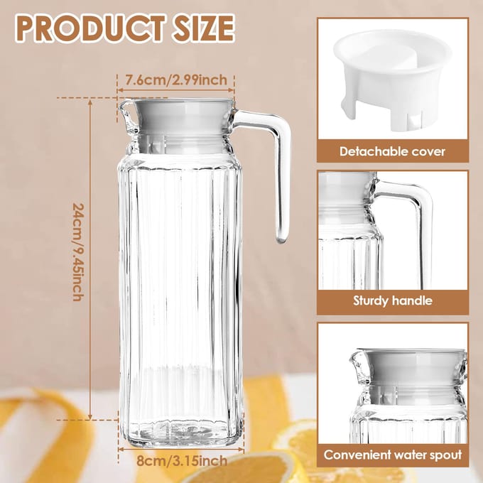 2 stuks Plastic Kan met Deksel 1.1L Waterkan met Geribbeld Design BPA-Vrije Waterkan Transparante Plastic Waterkan met Ontluchting white