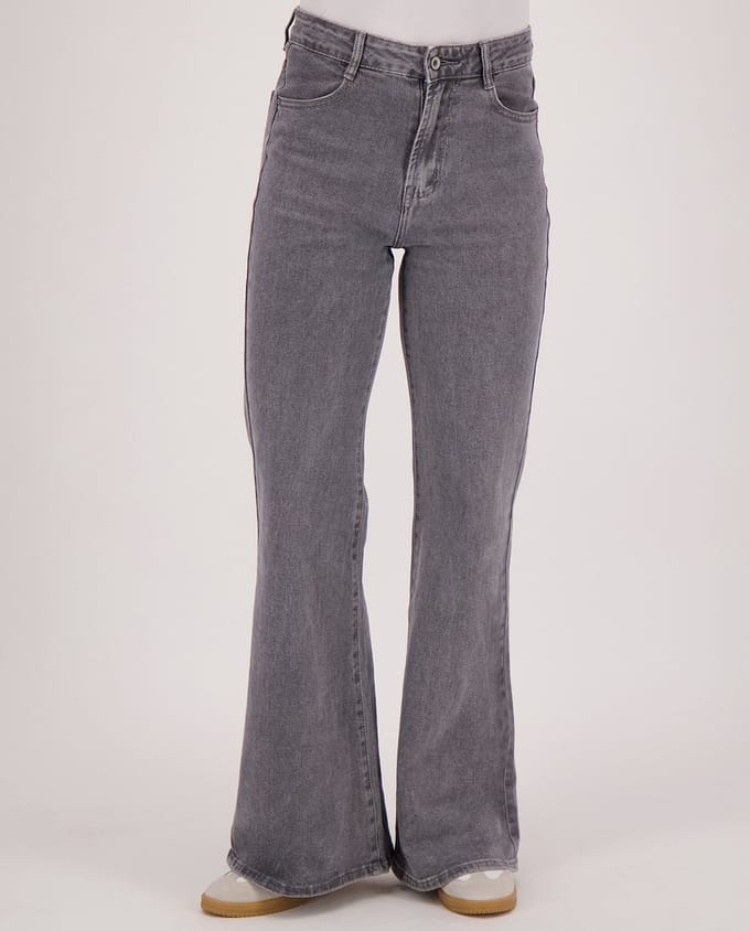 Je m'appelle Dames Broek Flared fit Met stretch - Grijs - Maat S