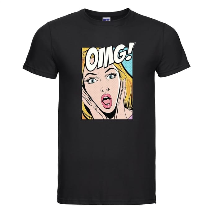 T-shirt OMG zwart | Maat S