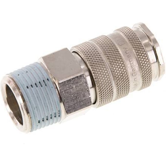 Vernikkeld Messing DN 10 Luchtkoppeling Snelkoppeling R 3/4 inch Buitendraad Double Shut-Off - CLS10-M-BN-SV-034