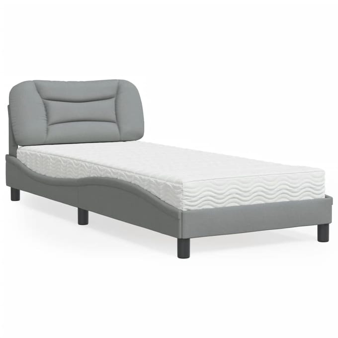 vidaXL - Bed - met - matras - "Hvar" - stof - lichtgrijs - 80x200 - cm
